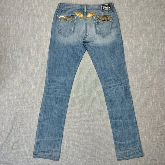 Robin's Jean Blue Straight Leg Jeans with Gold Accents - Picture 10 of 15